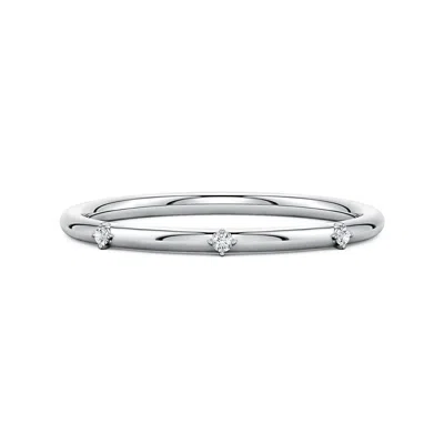 Angara 1.2 Mm Round Diamond Three-stone Station Ring In Metallic