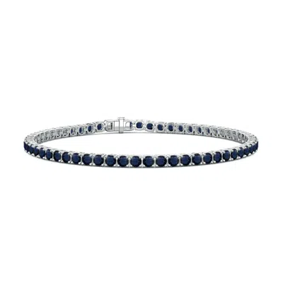 Angara 12.0 Ctw Blue Sapphire Men's Tennis Bracelet In Black