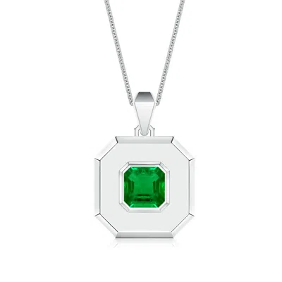 Angara 1.22 Ctw Square Emerald-cut Lab-grown Emerald Men's Octagon Medallion Pendant In Metallic
