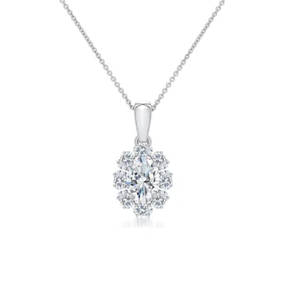 Angara 1.24 Ctw Oval Diamond Halo Pendant In Platinum/g