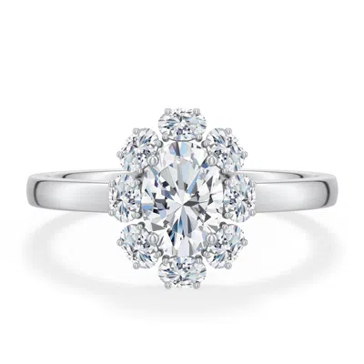Angara 1.24 Ctw Oval Diamond Halo Ring In Platinum/g