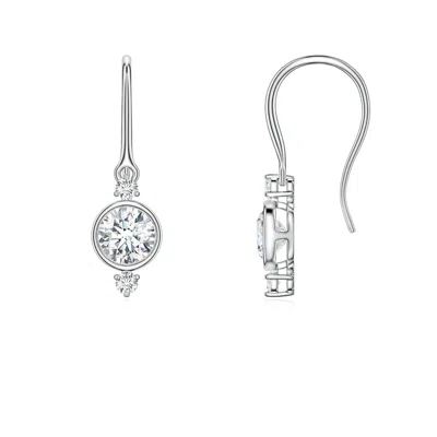 Angara 1.24 Ctw Round Lab-grown Diamond Drop Earrings With Accents In Metallic