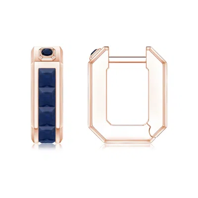Angara 1.24 Ctw Square-cut Blue Sapphire Men's Octagon Hoop Earrings