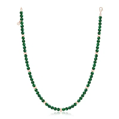 Angara 124.0 Ctw Men's Malachite Beaded Necklace With Octagon Motifs In Green