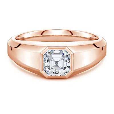 Angara 1.25 Ctw Asscher-cut Lab-grown Diamond Men's Octagon Signet Ring In Gold