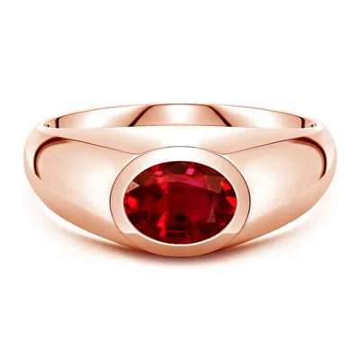 Angara 1.25 Ctw East-west Oval Lab-grown Ruby Men's Signet Ring In Gold