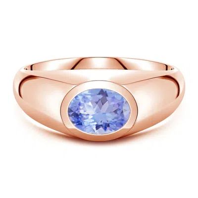 Angara 1.25 Ctw East-west Oval Tanzanite Men's Signet Ring In Gold