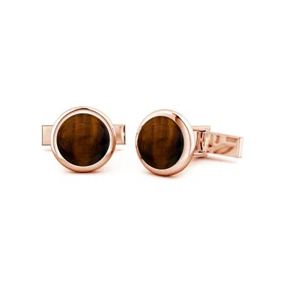 Angara 12.52 Ctw Round Tiger's Eye Men's Cufflinks In Brown
