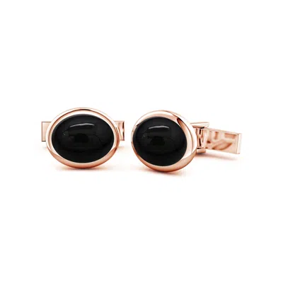 Angara 12.74 Ctw Oval Black Onyx Men's Cufflinks In Gold