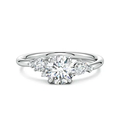 Angara 1.29 Ctw Round Diamond Engagement Ring With Multi-shape Accents In Metallic