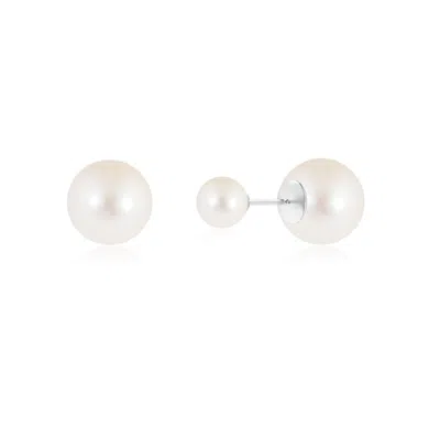 Angara 12mm Freshwater Pearl Double Sided Stud Earrings In White