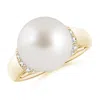 Angara 12mm South Sea Pearl Collar Ring With Diamonds In Yellow Gold/white