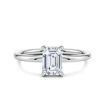 Angara 1.3 Ctw Emerald-cut Lab-grown Diamond Engagement Ring With Hidden Halo In Neutral