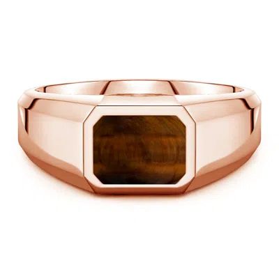 Angara 1.3 Ctw Emerald-cut Tiger's Eye Men's Signet Ring In Brown