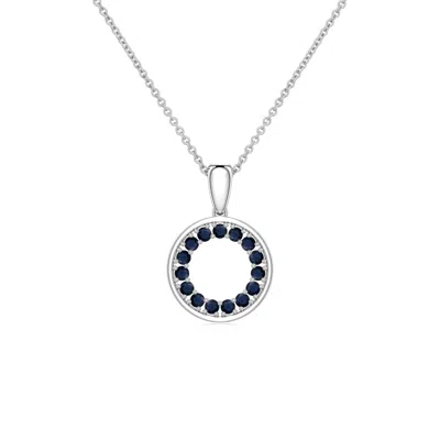 Angara 1.3 Mm Blue Sapphire Open Circle Eternity Pendant In Metallic