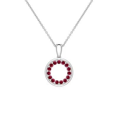 Angara 1.3 Mm Ruby Open Circle Eternity Pendant In Metallic
