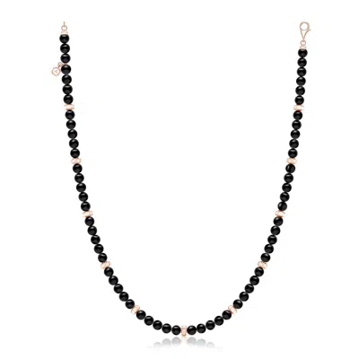 Angara 130.2 Ctw Men's Black Onyx Beaded Necklace With Octagon Motifs