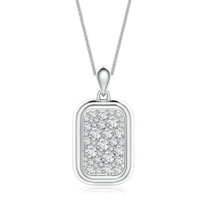 Angara 1.32 Ctw Pavé-set Lab-grown Diamond Men's Rounded Rectangle Tag Pendant In Metallic