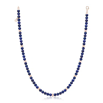 Angara 133.3 Ctw Men's Lapis Lazuli Beaded Necklace With Octagon Motifs In Blue
