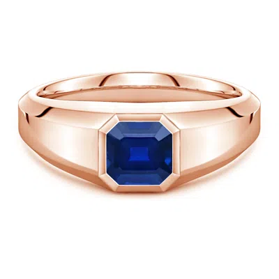 Angara 1.35 Ctw Square Emerald-cut Lab-grown Blue Sapphire Men's Octagon Signet Ring In Gold
