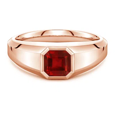 Angara 1.35 Ctw Square Emerald-cut Lab-grown Ruby Men's Octagon Signet Ring In Gold