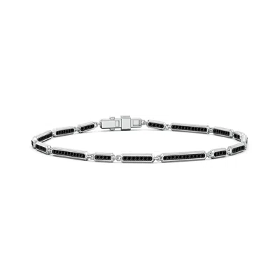 Angara 1.37 Ctw Men's Pavé-set Enhanced Black Diamond Octagon Tennis Bracelet In Metallic
