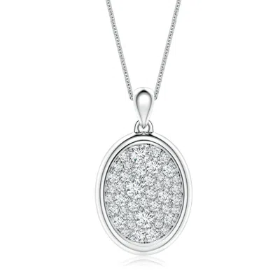 Angara 1.37 Ctw Pavé-set Lab-grown Diamond Men's Oval Medallion Pendant In Metallic