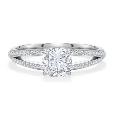 Angara 1.38 Ctw Cushion Diamond Engagement Ring With Pavé Accents In Platinum/g
