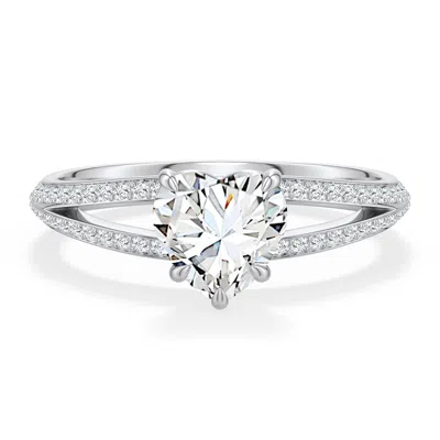 Angara 1.38 Ctw Heart-shaped Diamond Engagement Ring With Pavé Accents In Platinum/g