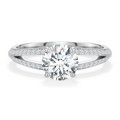 Angara 1.38 Ctw Round Diamond Engagement Ring With Pavé Accents In Platinum/g