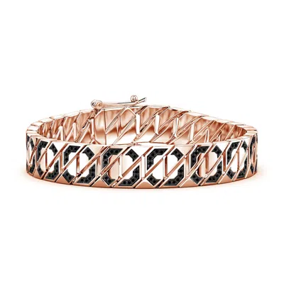 Angara 1.39 Ctw Pavé-set Enhanced Black Diamond Men's Octagon-shaped Link Chain Bracelet In Gold