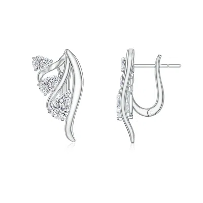 Angara 1.4 Ctw Three Graduated Pear Lab-grown Diamond Fan Earrings In Metallic