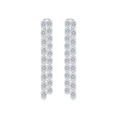 Angara 14.14 Ctw Double-row Oval Diamond Dangle Earrings In Platinum/g