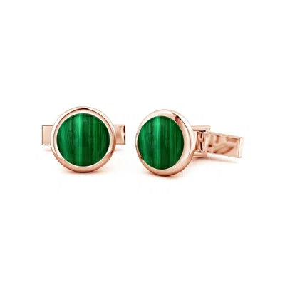 Angara 14.16 Ctw Round Malachite Men's Cufflinks In Green