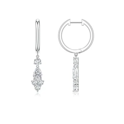 Angara 1.42 Ctw Pear Diamond Trio Cluster Hoop Drop Earrings In Metallic