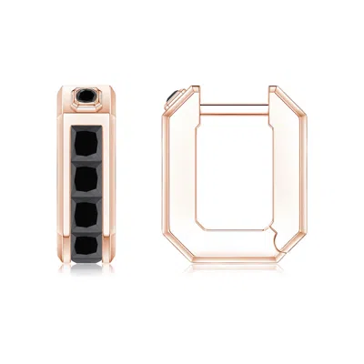 Angara 1.47 Ctw Princess-cut Enhanced Black Diamond Men's Octagon Hoop Earrings In Gold