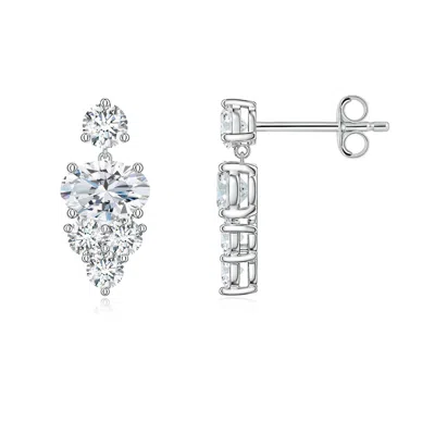 Angara 1.48 Ctw East-west Oval Lab-grown Diamond Trio Cluster Drop Earrings In Metallic