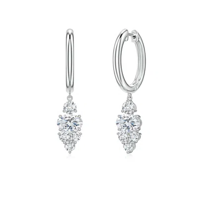 Angara 1.48 Ctw East-west Oval Lab-grown Diamond Trio Cluster Hoop Drop Earrings In Metallic