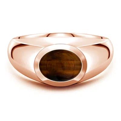Angara 1.48 Ctw East-west Oval Tiger's Eye Men's Signet Ring In Gold