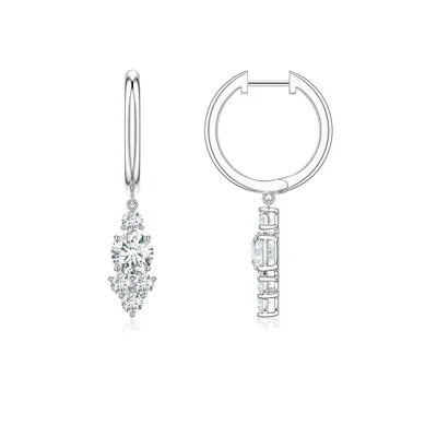 Angara 1.49 Ctw Round Diamond Trio Cluster Hoop Drop Earrings In Metallic