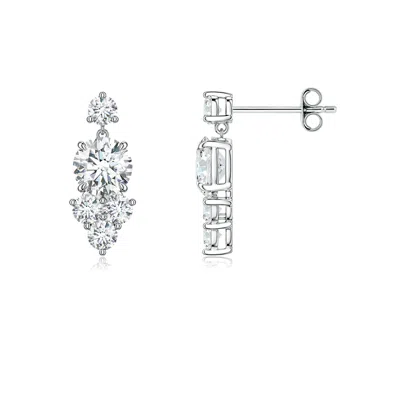 Angara 1.49 Ctw Round Lab-grown Diamond Trio Cluster Drop Earrings In Metallic