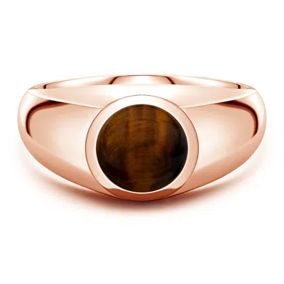 Angara 1.49 Ctw Round Tiger's Eye Men's Signet Ring In Metallic