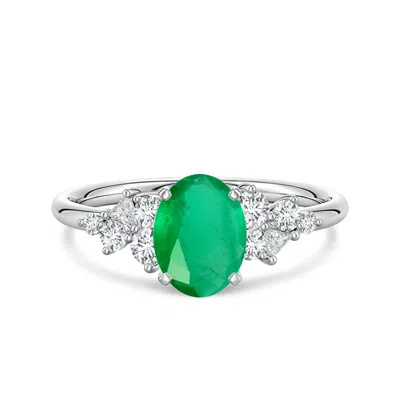 Angara 1.5 Ctw Oval Emerald Engagement Ring With Multi-shape Diamonds In Green