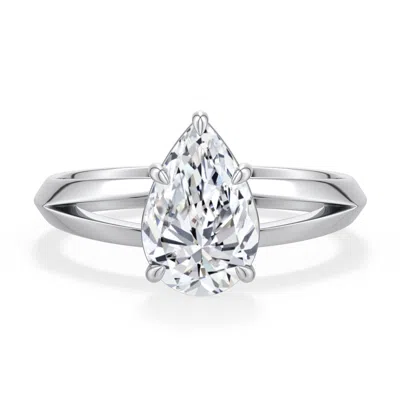 Angara 1.5 Ctw Pear Diamond Knife-edge Split Shank Engagement Ring In Platinum/g