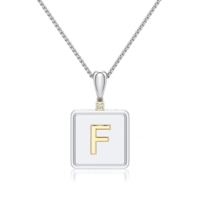 Angara 1.5 Mm Sterling Silver And 18k Yellow Gold Men's Embossed Capital Âfâ Initial Pendant In Silver & 18k Yellow Gold/g