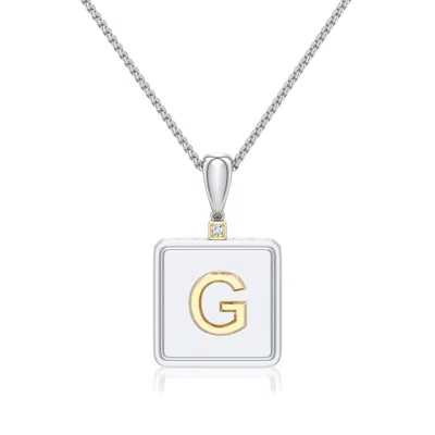Angara 1.5 Mm Sterling Silver And 18k Yellow Gold Men's Embossed Capital Âgâ Initial Pendant In Silver & 18k Yellow Gold/g