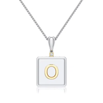 Angara 1.5 Mm Sterling Silver And 18k Yellow Gold Men's Embossed Capital Âoâ Initial Pendant In Silver & 18k Yellow Gold/g