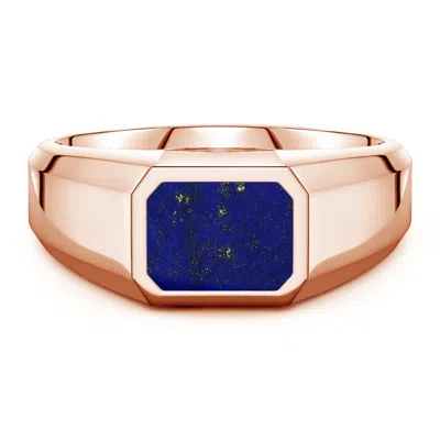 Angara 1.54 Ctw Emerald-cut Lapis Lazuli Men's Signet Ring In Metallic