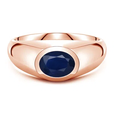 Angara 1.55 Ctw East-west Oval Blue Sapphire Men's Signet Ring