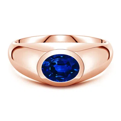 Angara 1.55 Ctw East-west Oval Lab-grown Blue Sapphire Men's Signet Ring In Gold